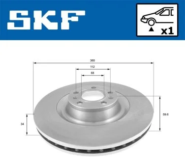AUDI гальмівний диск передній A6,A8 VW Phaeton SKF VKBD 80418 V1