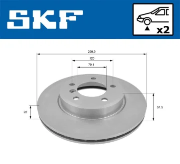 BMW диск гальмівний перед. E36/46 SKF VKBD 80436 V2