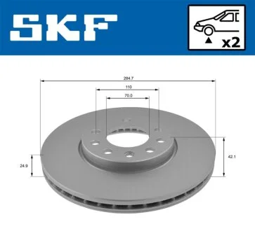 OPEL Диск гальмівний передн. Vectra C 02- 1,6-2,2DTI, CADILLAC, FIAT SKF VKBD 80478 V2