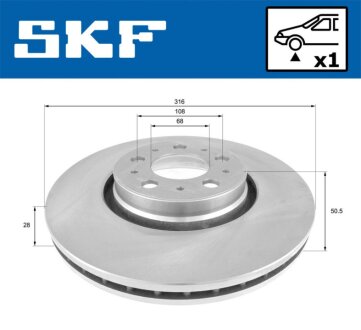 Volvo диск гальм. передн. XC 90 02- SKF VKBD 80522 V1