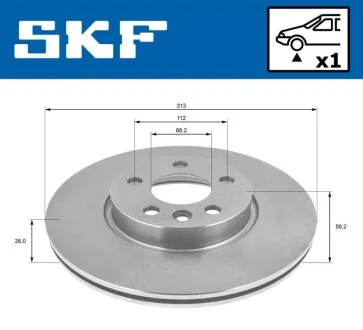 VW гальмівний диск передн. Sharan 97, Transporter 90- SKF VKBD 80557 V1