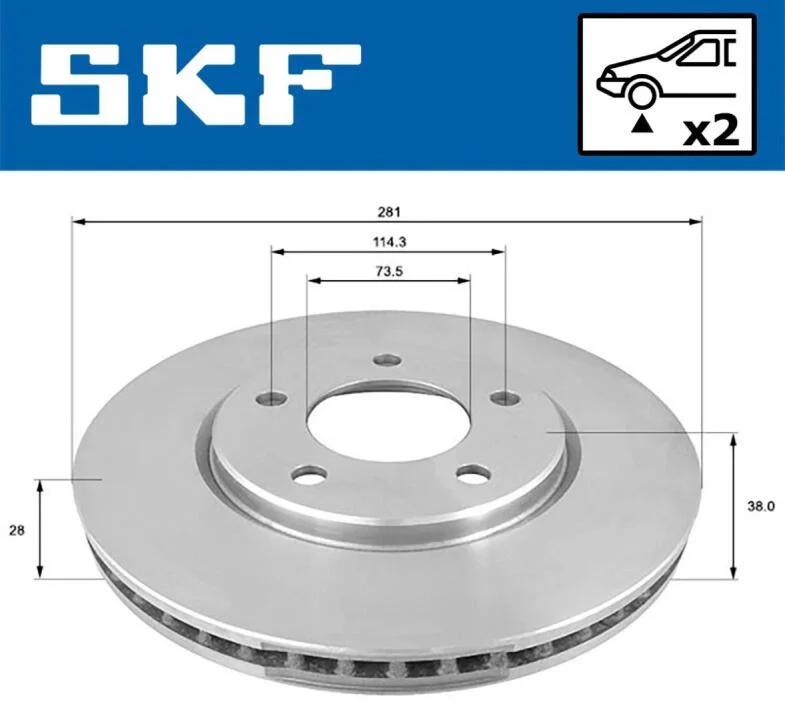 CHRYSLER гальмівний диск передн. VOYAGER III - SKF VKBD 80594 V2 (фото 1)