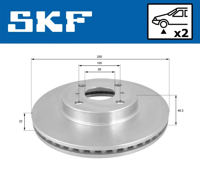 TOYOTA гальмівний диск передній Yaris 06- SKF VKBD 80617 V2 (фото 1)