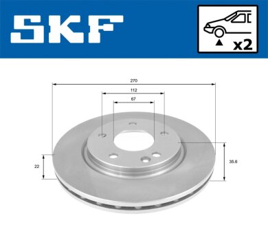 DB диск гальмівний передн.Vaneo 01- SKF VKBD 80628 V2