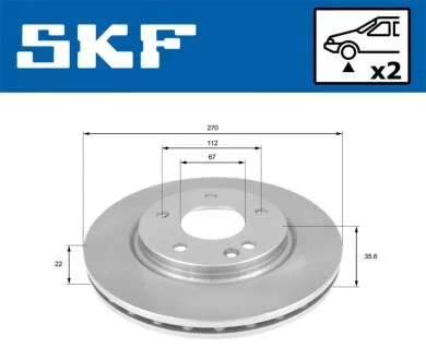 DB диск гальмівний передн.Vaneo 01- SKF VKBD 80628 V2