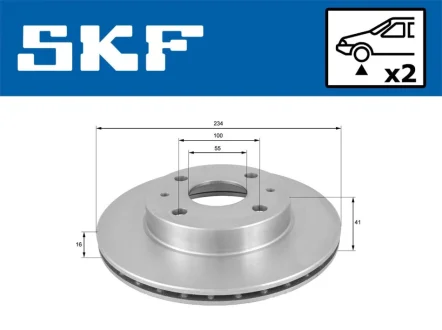 DAIHATSU диск гальмівний передн. SIRION 00- SKF VKBD 80632 V2