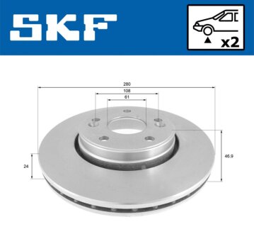 RENAULT диск гальмівний передн. Laguna 01- SKF VKBD 80679 V2