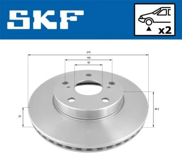 TOYOTA гальмівний диск передн. Auris 07- SKF VKBD 80694 V2