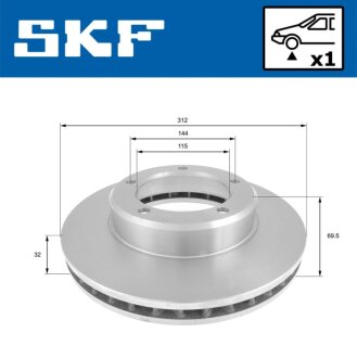 TOYOTA гальмівний диск передн. Land Cruiser 98 - SKF VKBD 80749 V1