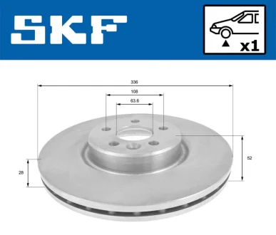 VOLVO диск гальм. передн. S60 -18 SKF VKBD 80786 V1