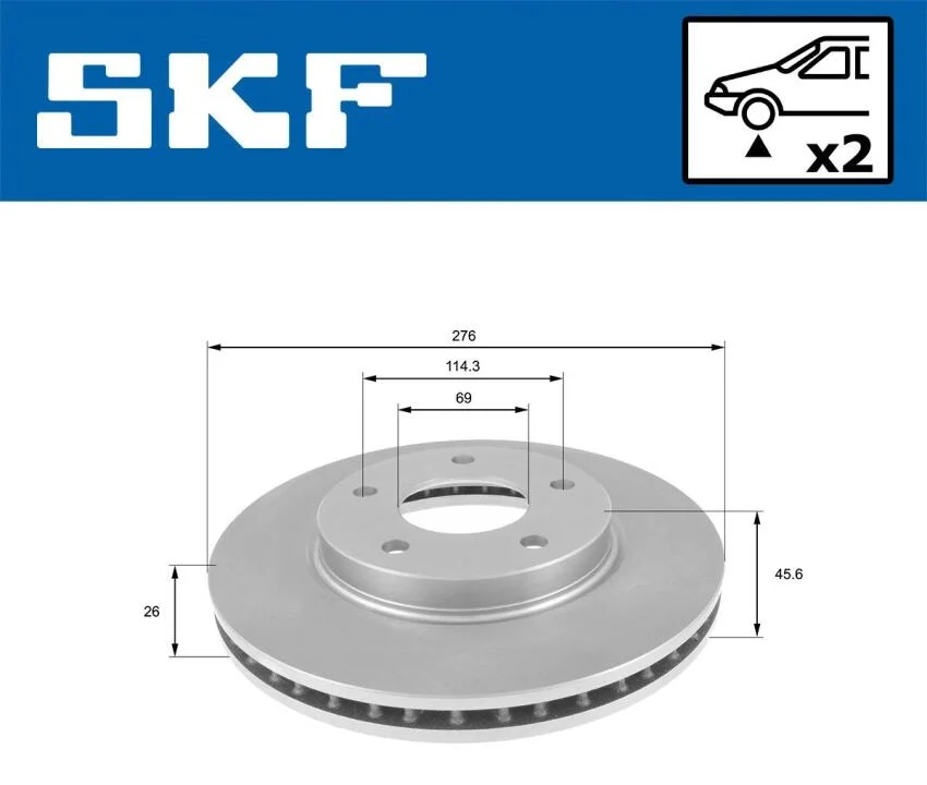 Mitsubishi Гальмівний диск передн. Lancer 03- SKF VKBD 80798 V2 (фото 1)