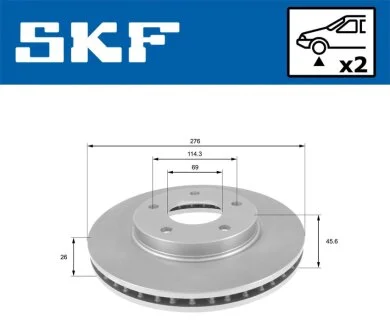 Mitsubishi Гальмівний диск передн. Lancer 03- SKF VKBD 80798 V2