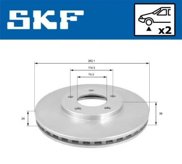 CHRYSLER гальмівний диск передн. Voyager -04 SKF VKBD 80906 V2