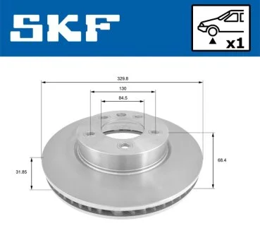 VW диск гальм. передн прав. Touareg 02- SKF VKBD 81057 V1