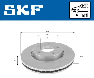 HYUNDAI гальмівний диск перед.Coupe,i30,Tucson,Kia Carens II,III,Cerato,Magentis,Soul,Ceed,Sportage SKF VKBD 81089 V1