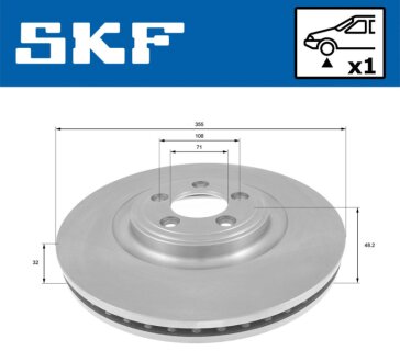 JAGUAR диск гальм. передн. S-TYPE 02-, F-TYPE 13- SKF VKBD 81105 V1