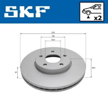 FORD диск гальмівний передн.Focus,Focus C-Max 03- 1.6/1.8 03- SKF VKBD 81121 V2