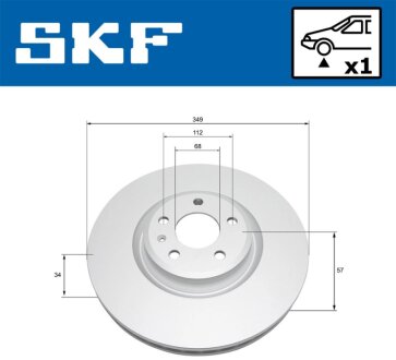 AUDI диск гальм. передн. Q5 (FYB, FYG) 2.0 TFSI quattro 17-20 SKF VKBD 81330 V1
