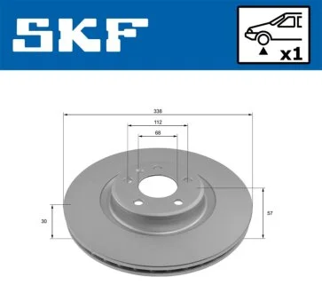 AUDI диск гальм. передн. A4 B9, A5, A7 SKF VKBD 81338 V1