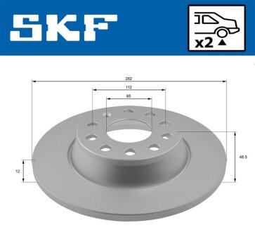 VW Диск гальм. задній Golf V, Passat 06-, Touran SKF VKBD 90014 S2