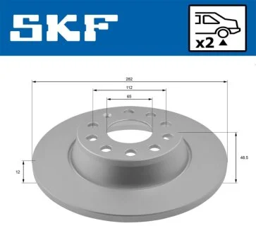VW Диск гальм. задній Golf V, Passat 06-, Touran SKF VKBD 90014 S2