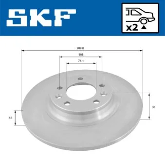 PEUGEOT гальмів.диск задній 407 04- SKF VKBD 90022 S2
