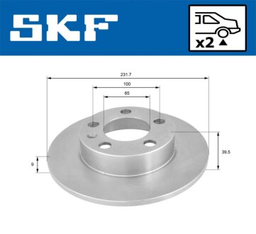 Диск гальмівний задн. AUDI A3 VW Golf 4 SEAT SKODA SKF VKBD 90023 S2