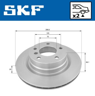 BMW диск гальмівний задн вент. 116-120, 318-328 SKF VKBD 90031 V2