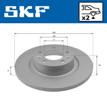 Гальмівний диск задн. Citroen Jumpy 07- SKF VKBD 90034 S2