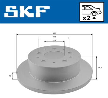 SKFCITROEN диск гальмівний задн.Jumper,Fiat Ducato,Peugeot Boxer 06- SKF VKBD 90065 S2
