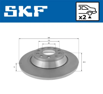 VW диск гальм задн. Passat 14-, Golf, Tiguan SKF VKBD 90075 S2