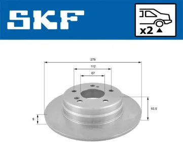 DB диск гальмівний задній W124/202/203/210 SKF VKBD 90088 S2