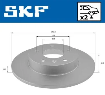 OPEL диск гальмівний задн.Astra G/H,Zafira SKF VKBD 90115 S2