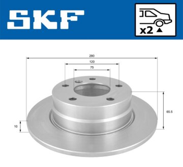 BMW Диск гальм. задній 116 E81/E87 04-. SKF VKBD 90146 S2