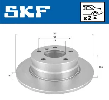 BMW Диск гальм. задній 116 E81/E87 04-. SKF VKBD 90146 S2