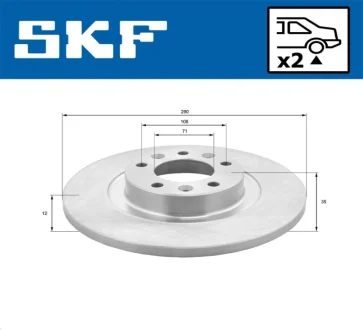CITROEN Задній гальмівний диск CITROEN C4 GRAND PICASSO SKF VKBD 90155 S2
