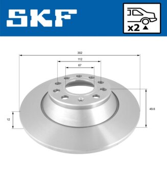 VW диск гальмівний задній AUDI A6 2.0i 2.4i 2.7TDI 2.8FSI 3.0i 05- SKF VKBD 90209 S2