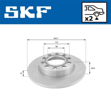 Диск гальмівний задн. AUDI 80/A4 SKF VKBD 90234 S2