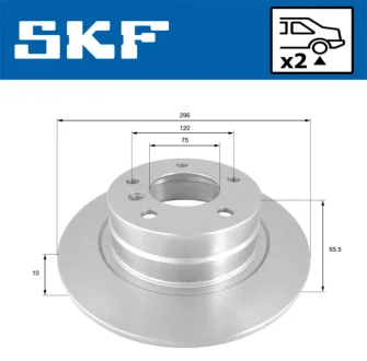 BMW диск гальмівний задн. 1-serie (E81/87), 3-serie (E90) SKF VKBD 90237 S2