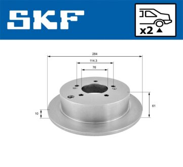 HYUNDAI диск гальм задн.Santa Fe 2.0, 2.4, 00-,Tucson SKF VKBD 90249 S2