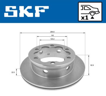 DB диск гальмівний задн. (вентил.) Sprinter 95-06 VW LT 96- SKF VKBD 90252 V1