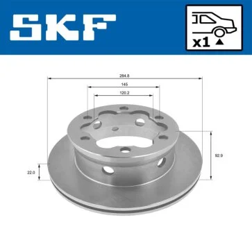 DB диск гальмівний задн. (вентил.) Sprinter 95-06 VW LT 96- SKF VKBD 90252 V1