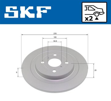 TOYOTA гальмівний диск задн.Yaris 05- SKF VKBD 90260 S2