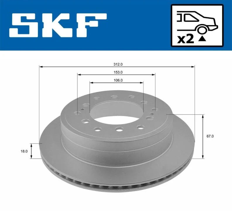 TOYOTA диск гальм. задн. Land Cruiser 04- SKF VKBD 90272 V2 (фото 1)