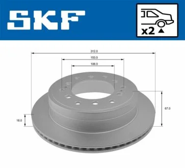 TOYOTA диск гальм. задн. Land Cruiser 04- SKF VKBD 90272 V2