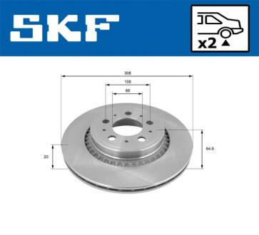 VOLVO диск гальмівний задн. "17" XC90 02- SKF VKBD 90296 V2