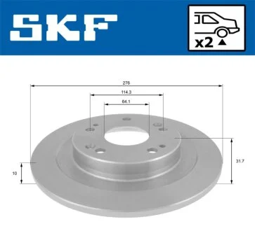 HONDA Диск гальмівний задній CIVIC IX 12- SKF VKBD 90318 S2