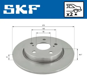 TOYOTA диск гальмівний задн. Auris 07-. SKF VKBD 90330 S2
