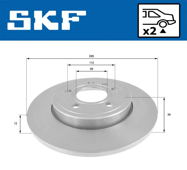 AUDI диск гальмівний задній A4 00- SKF VKBD 90350 S2 (фото 1)