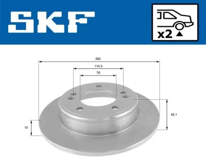 HYUNDAI гальмівний диск задн.Elantra 11-,Veloster SKF VKBD 90352 S2